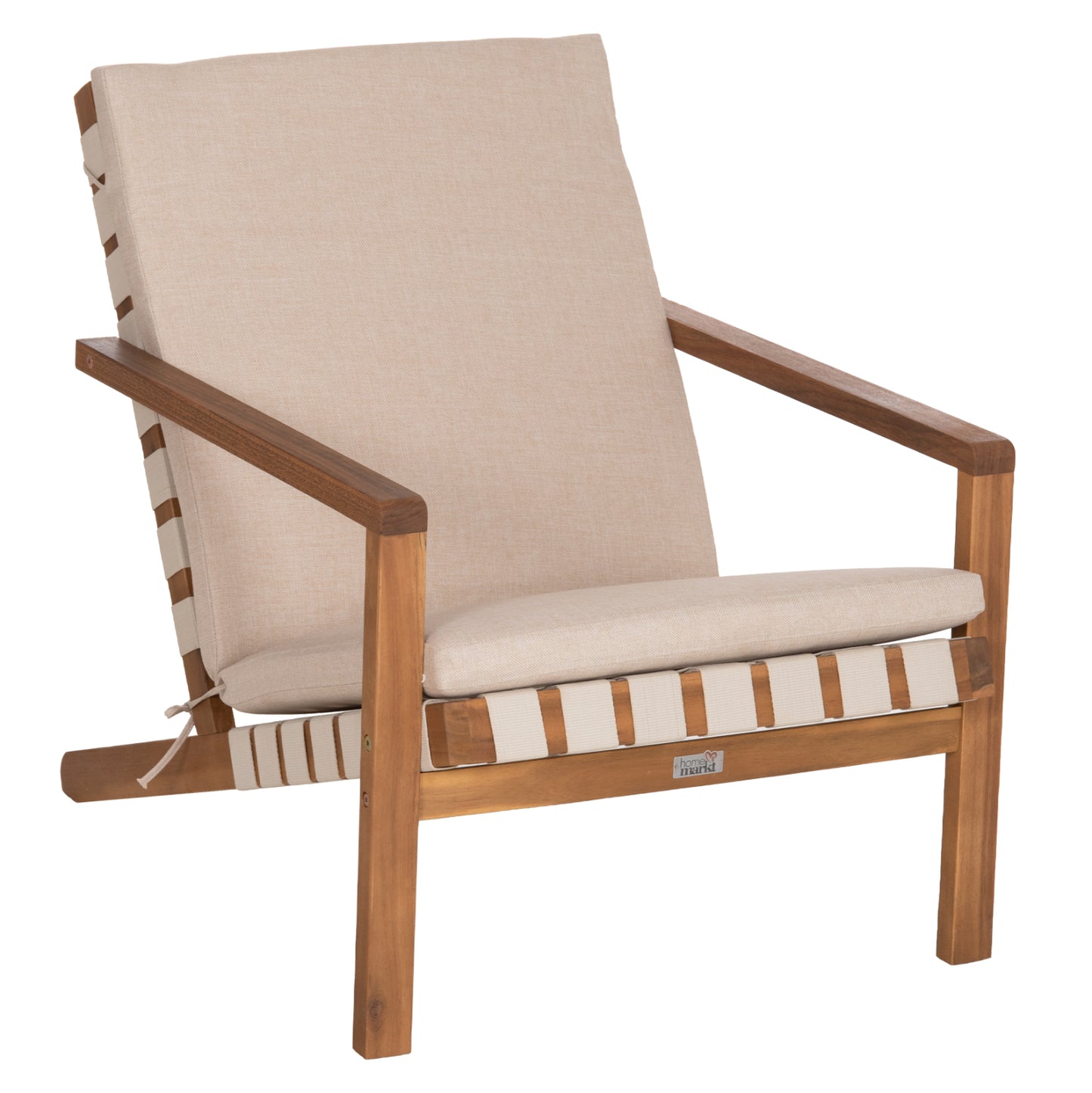 Lounge Chair Dame Hm6531 Acacia Wood In Natural--cushions In Light Beige 64x93x76hcm.