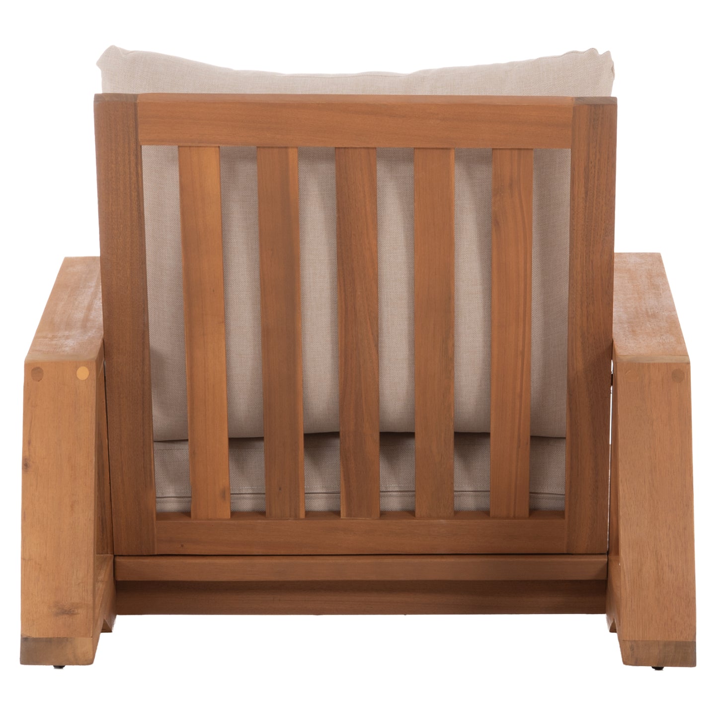 Lounge Chair Mirex Hm6641 Acacia Wood In Natural--cushions In Ecru 80x96x62hcm.
