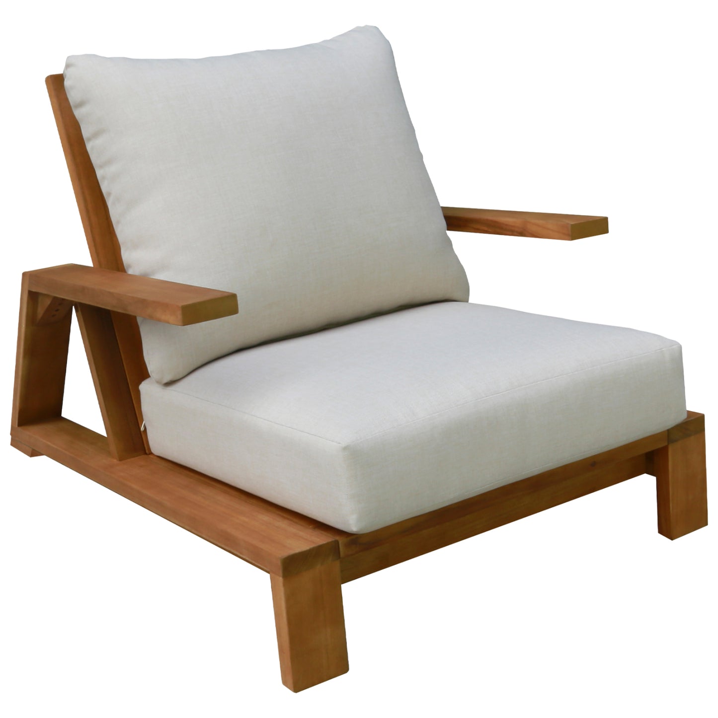 Lounge Chair Mirex Hm6641 Acacia Wood In Natural--cushions In Ecru 81x96x68hcm.