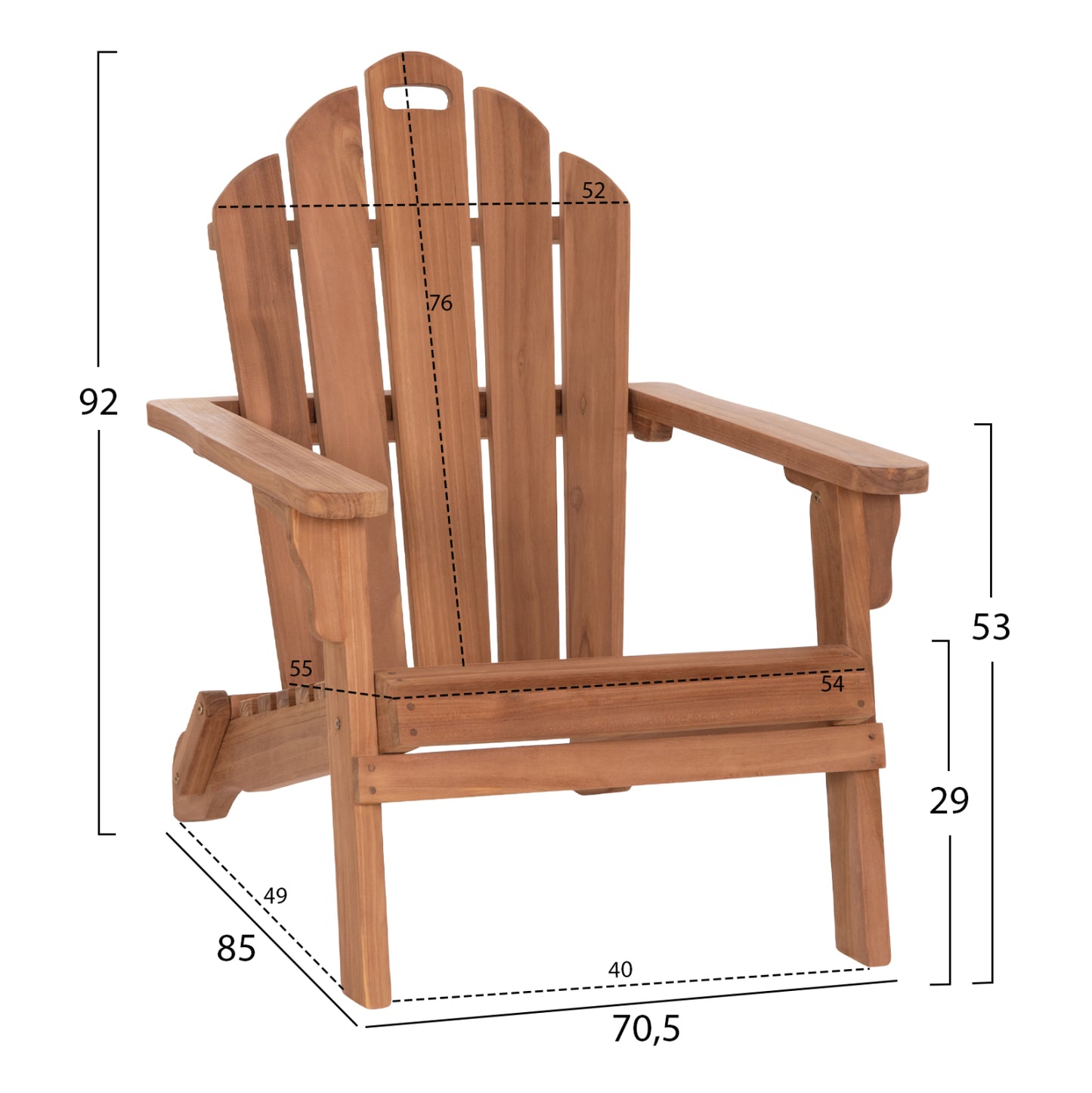 Lounge Armchair Foldable Skall Hm6619 Teak Wood In Natural Color 70.5x85x92hcm