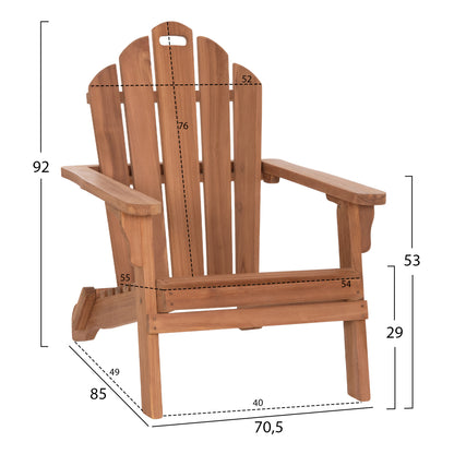Lounge Armchair Foldable Skall Hm6619 Teak Wood In Natural Color 70.5x85x92hcm