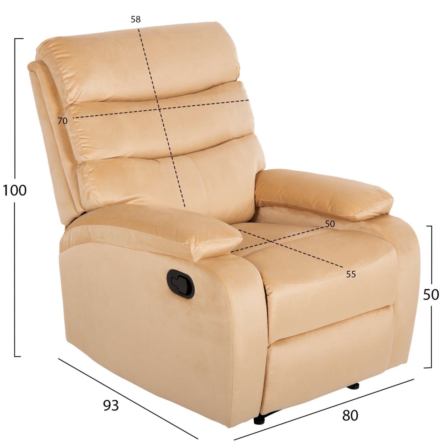 Armchair Massage Ecru Hm9784.05 Ecru Velvet 80x93x100hcm.
