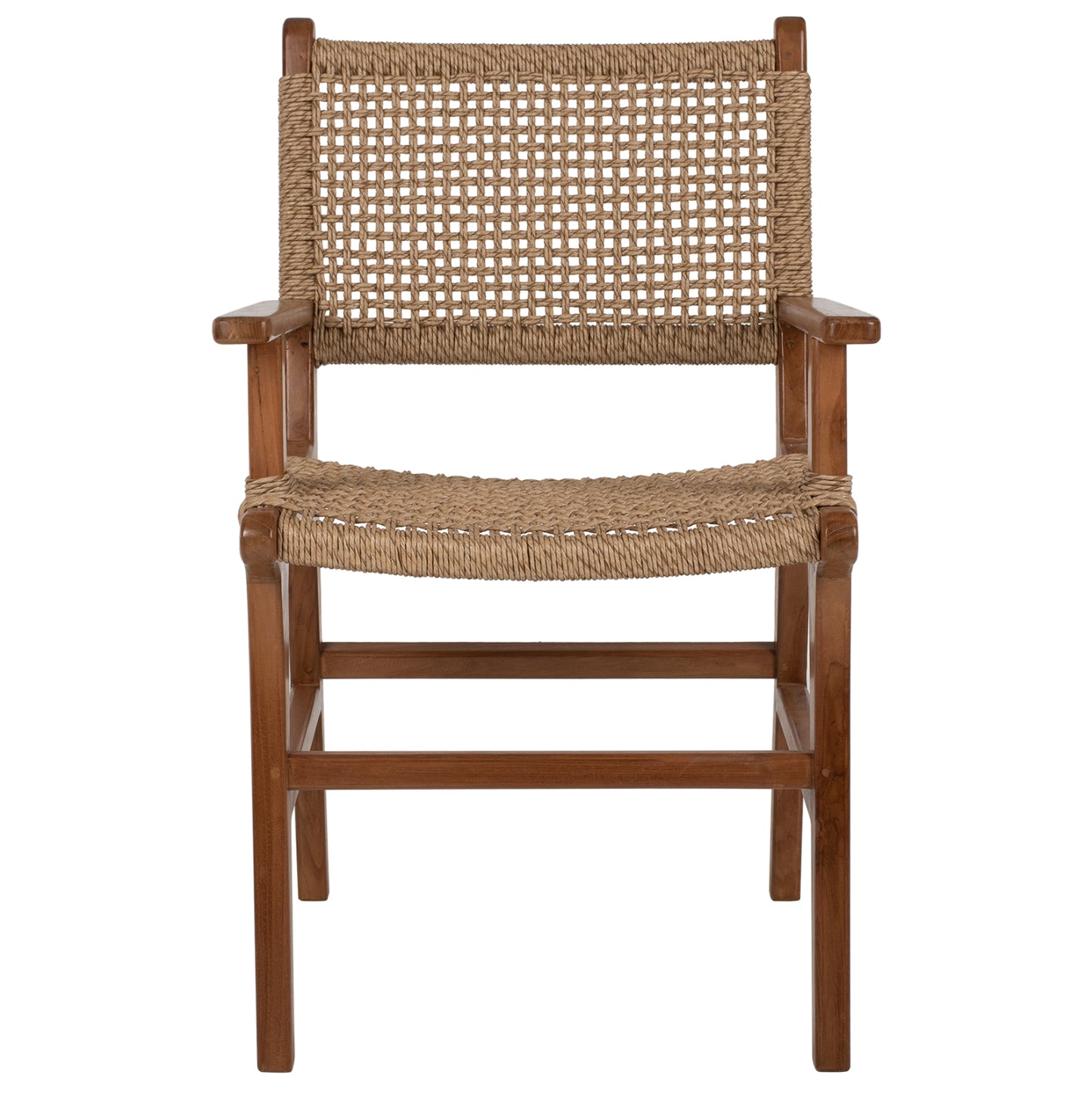 Armchair Solid Teak Natural Color Knitted Rattan Rope 54Χ58Χ88hcm.hm9385.01