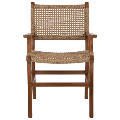 Armchair Solid Teak Natural Color Knitted Rattan Rope 54Χ58Χ88hcm.hm9385.01