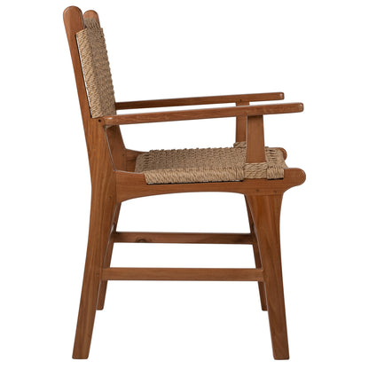 Armchair Solid Teak Natural Color Knitted Rattan Rope 54Χ58Χ88hcm.hm9385.01