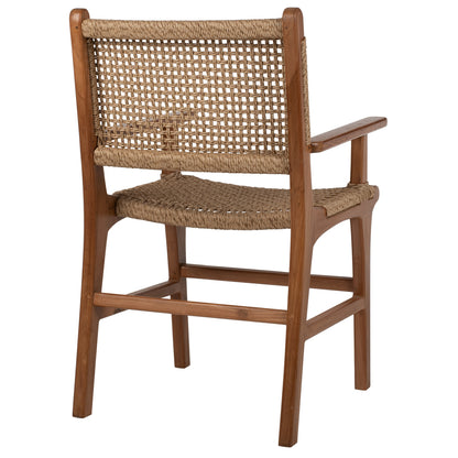 Armchair Solid Teak Natural Color Knitted Rattan Rope 54Χ58Χ88hcm.hm9385.01