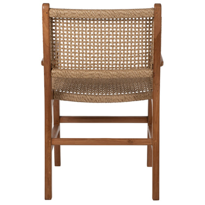 Armchair Solid Teak Natural Color Knitted Rattan Rope 54Χ58Χ88hcm.hm9385.01
