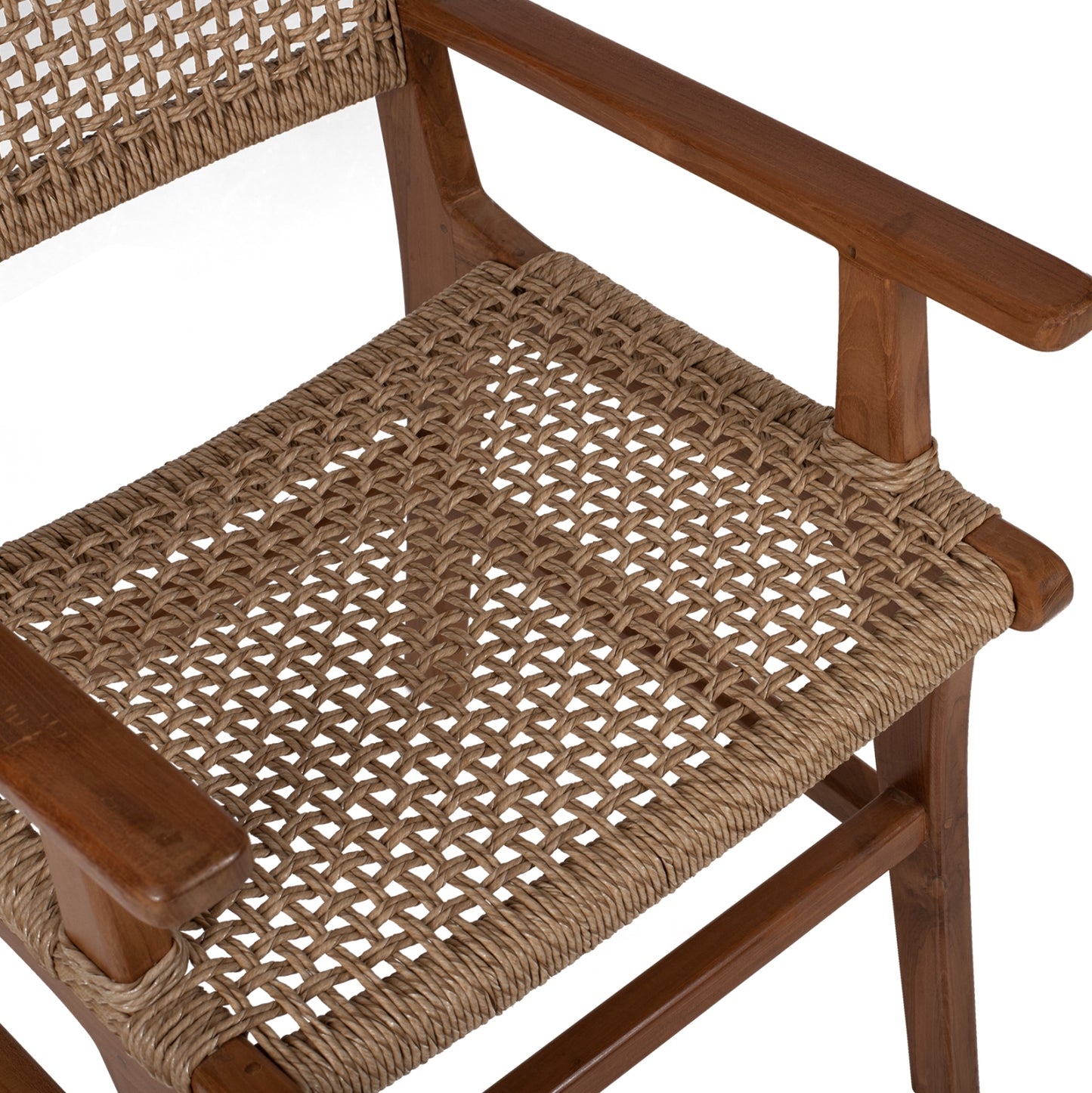 Armchair Solid Teak Natural Color Knitted Rattan Rope 54Χ58Χ88hcm.hm9385.01