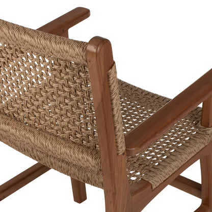 Armchair Solid Teak Natural Color Knitted Rattan Rope 54Χ58Χ88hcm.hm9385.01