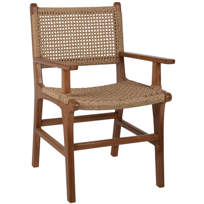 Armchair Solid Teak Natural Color Knitted Rattan Rope 54Χ58Χ88hcm.hm9385.01