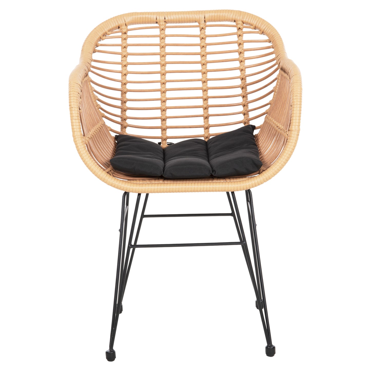 Armchair With Seat Cushion Metal Frame Allegra Hm5450.31 Beige Rattan In Wicker 58x59x82h Cm.m.