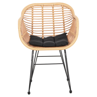 Armchair With Seat Cushion Metal Frame Allegra Hm5450.31 Beige Rattan In Wicker 58x59x82h Cm.m.