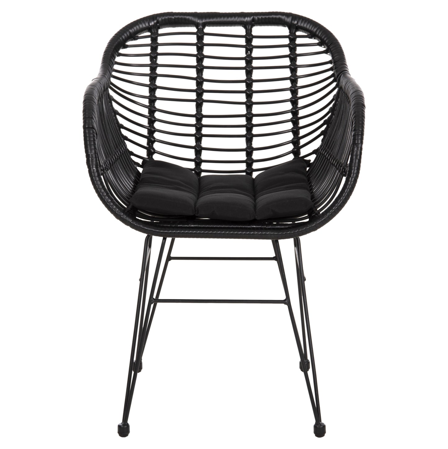 Armchair With Seat Cushion Metal Frame Allegra Hm5450.32 Black Rattan In Wicker 58x59x82h