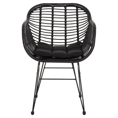 Armchair With Seat Cushion Metal Frame Allegra Hm5450.32 Black Rattan In Wicker 58x59x82h