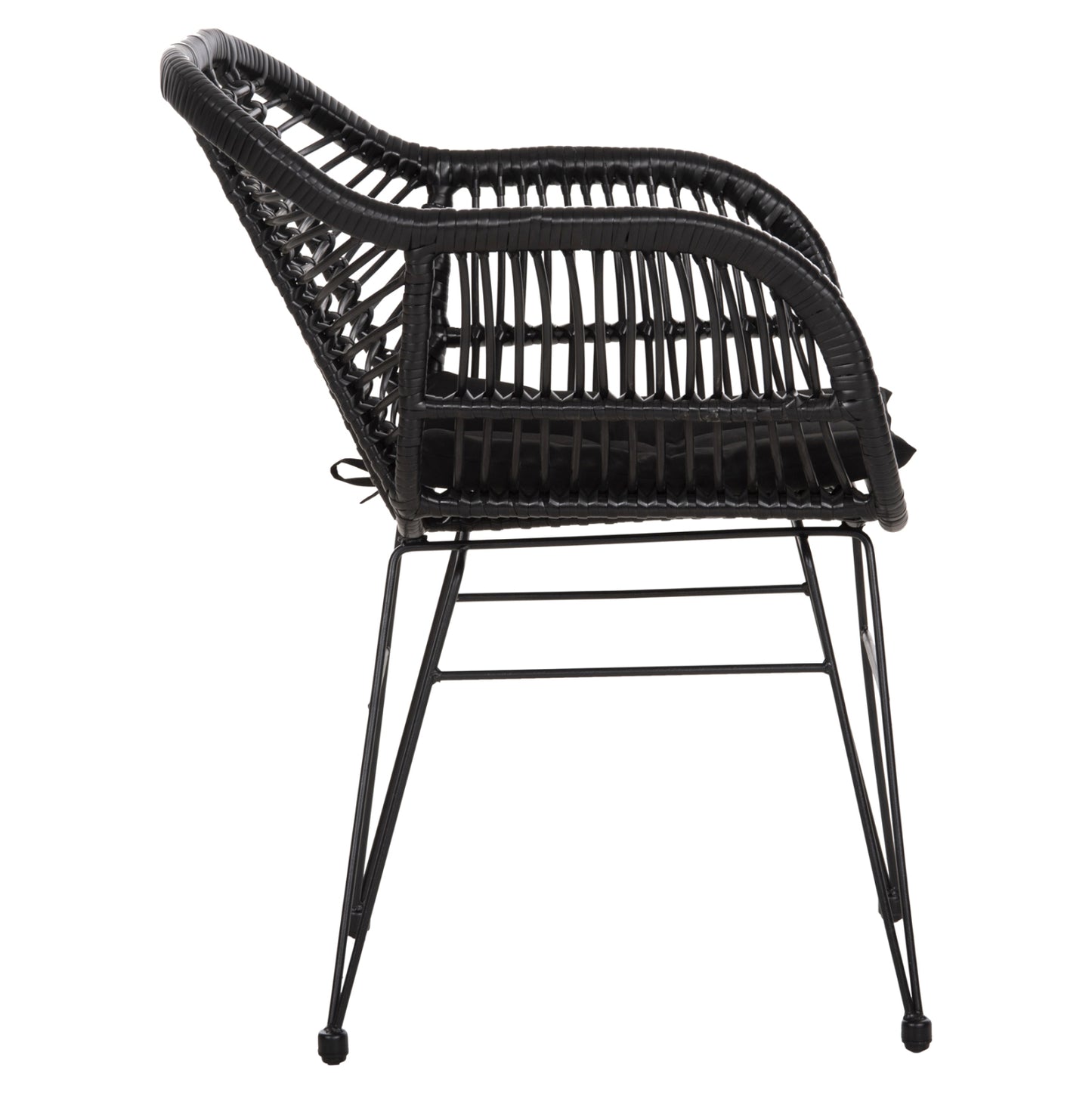 Armchair With Seat Cushion Metal Frame Allegra Hm5450.32 Black Rattan In Wicker 58x59x82h