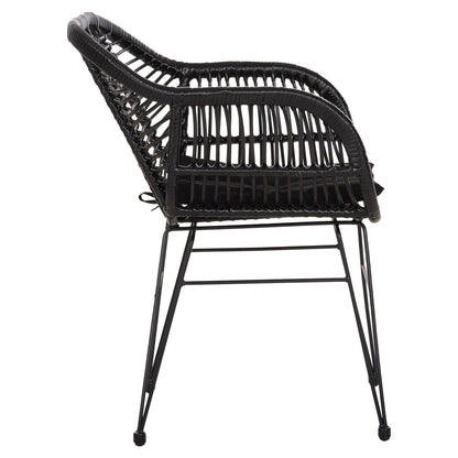 Armchair With Seat Cushion Metal Frame Allegra Hm5450.32 Black Rattan In Wicker 58x59x82h