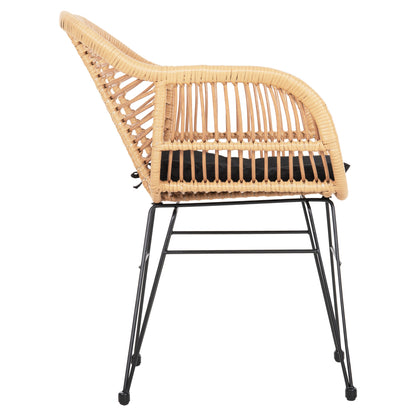 Armchair With Seat Cushion Metal Frame Allegra Hm5450.31 Beige Rattan In Wicker 58x59x82h Cm.m.