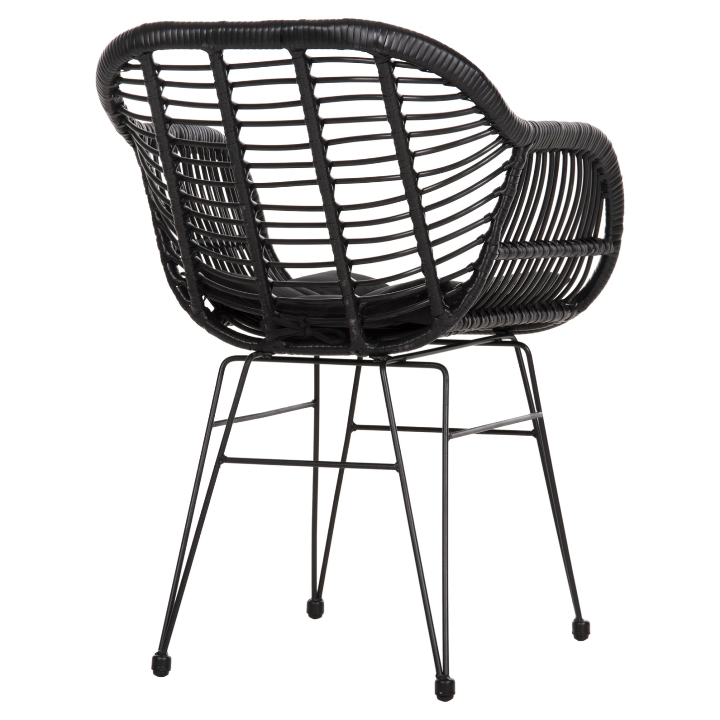 Armchair With Seat Cushion Metal Frame Allegra Hm5450.32 Black Rattan In Wicker 58x59x82h