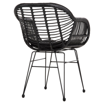Armchair With Seat Cushion Metal Frame Allegra Hm5450.32 Black Rattan In Wicker 58x59x82h