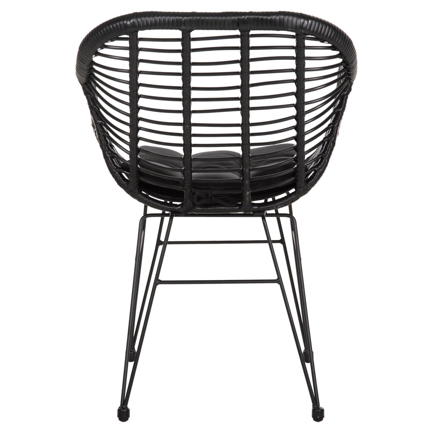 Armchair With Seat Cushion Metal Frame Allegra Hm5450.32 Black Rattan In Wicker 58x59x82h