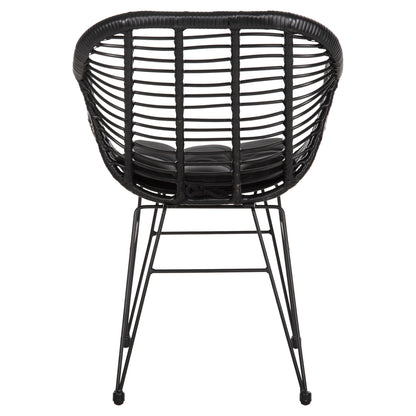 Armchair With Seat Cushion Metal Frame Allegra Hm5450.32 Black Rattan In Wicker 58x59x82h