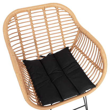 Armchair With Seat Cushion Metal Frame Allegra Hm5450.31 Beige Rattan In Wicker 58x59x82h Cm.m.