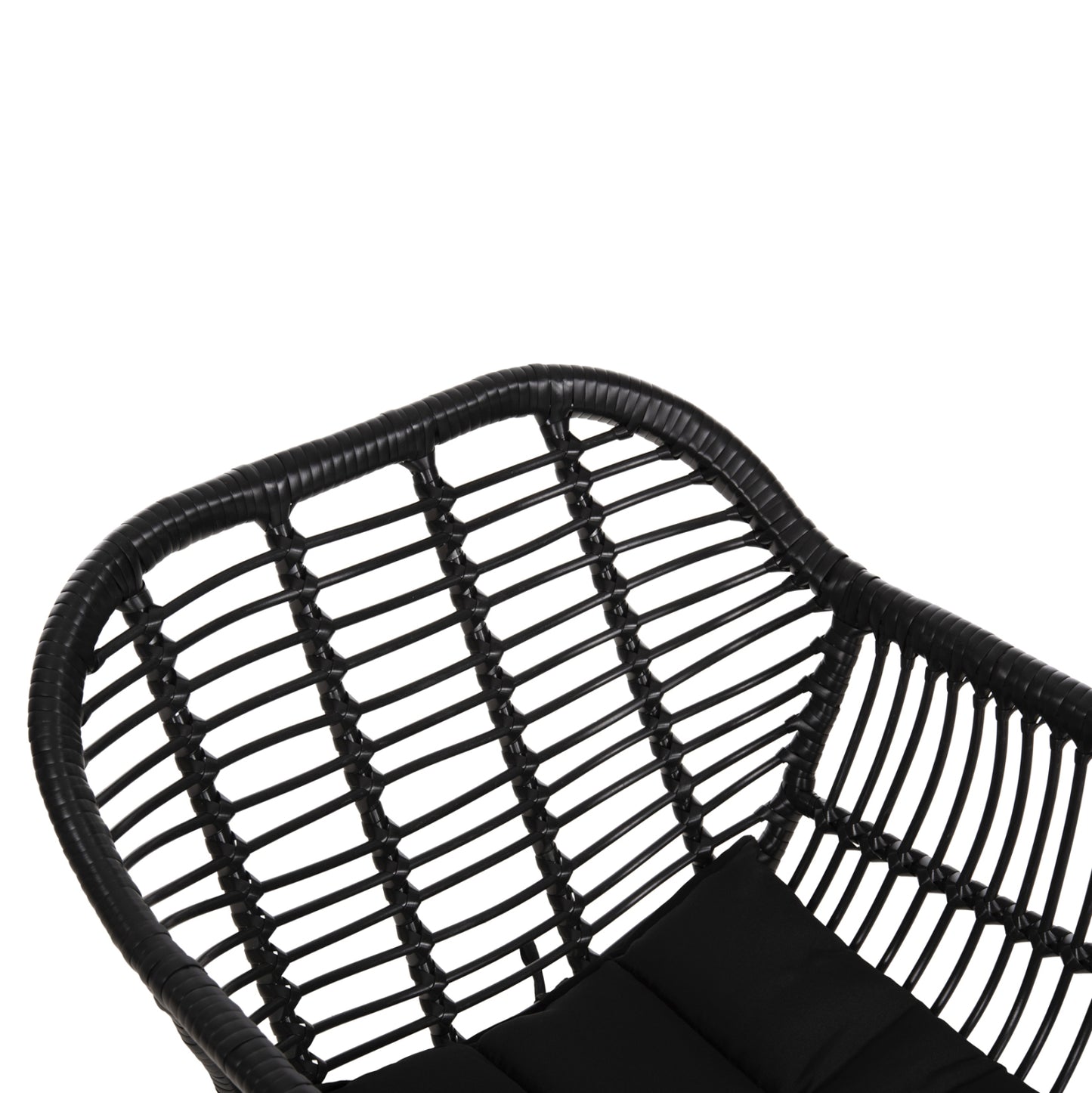 Armchair With Seat Cushion Metal Frame Allegra Hm5450.32 Black Rattan In Wicker 58x59x82h