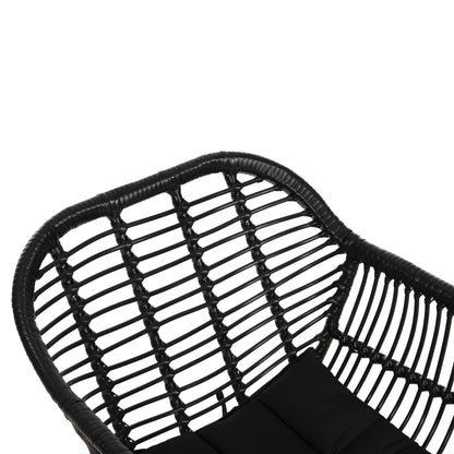 Armchair With Seat Cushion Metal Frame Allegra Hm5450.32 Black Rattan In Wicker 58x59x82h