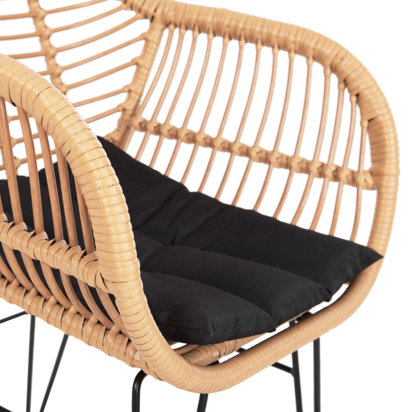 Armchair With Seat Cushion Metal Frame Allegra Hm5450.31 Beige Rattan In Wicker 58x59x82h Cm.m.