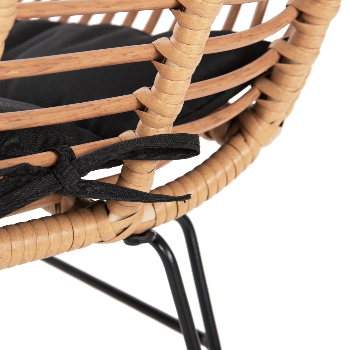 Armchair With Seat Cushion Metal Frame Allegra Hm5450.31 Beige Rattan In Wicker 58x59x82h Cm.m.