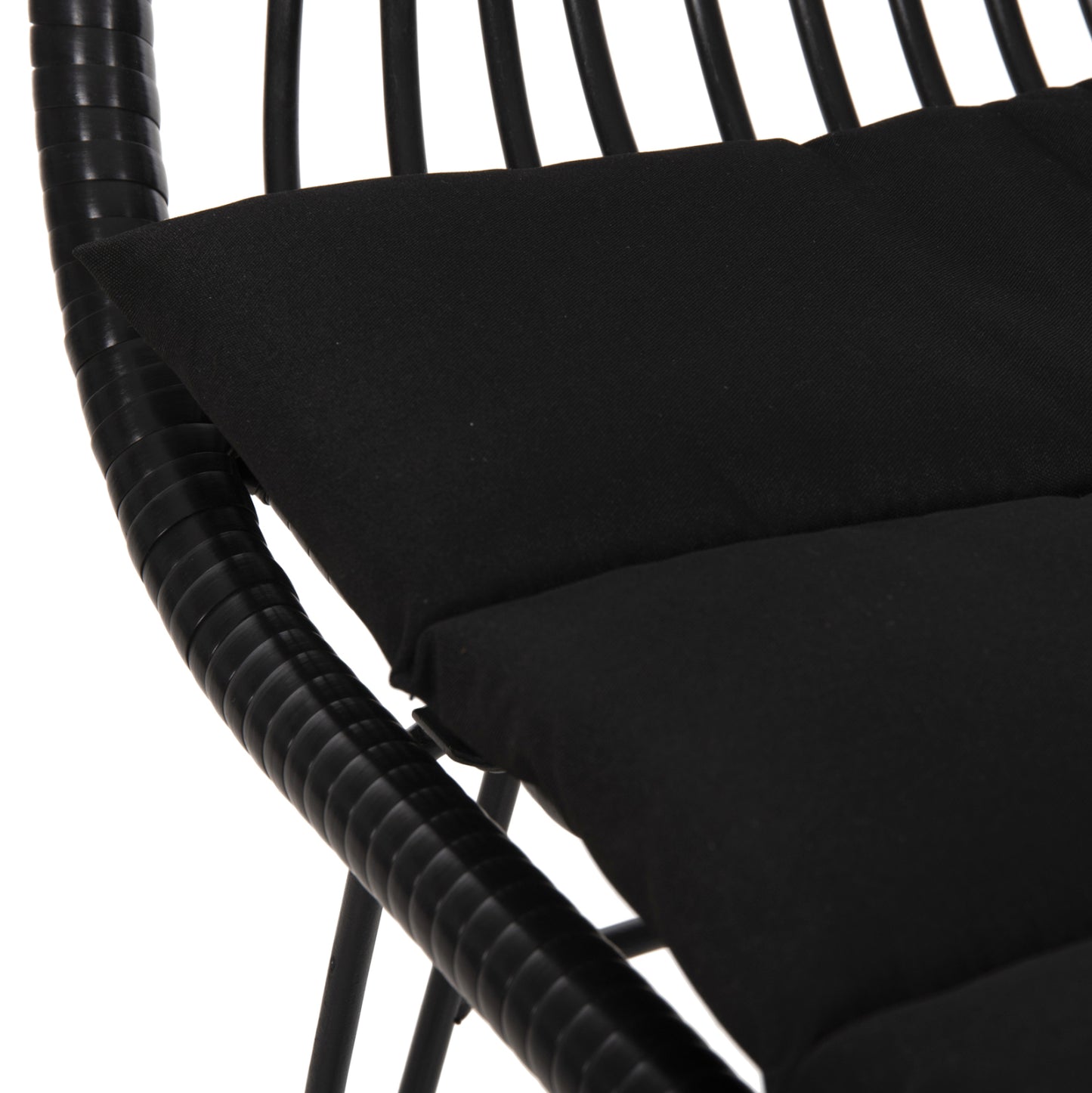 Armchair With Seat Cushion Metal Frame Allegra Hm5450.32 Black Rattan In Wicker 58x59x82h