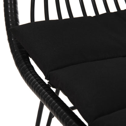 Armchair With Seat Cushion Metal Frame Allegra Hm5450.32 Black Rattan In Wicker 58x59x82h