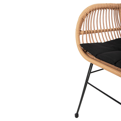 Armchair With Seat Cushion Metal Frame Allegra Hm5450.31 Beige Rattan In Wicker 58x59x82h Cm.m.