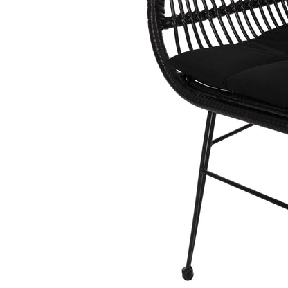 Armchair With Seat Cushion Metal Frame Allegra Hm5450.32 Black Rattan In Wicker 58x59x82h