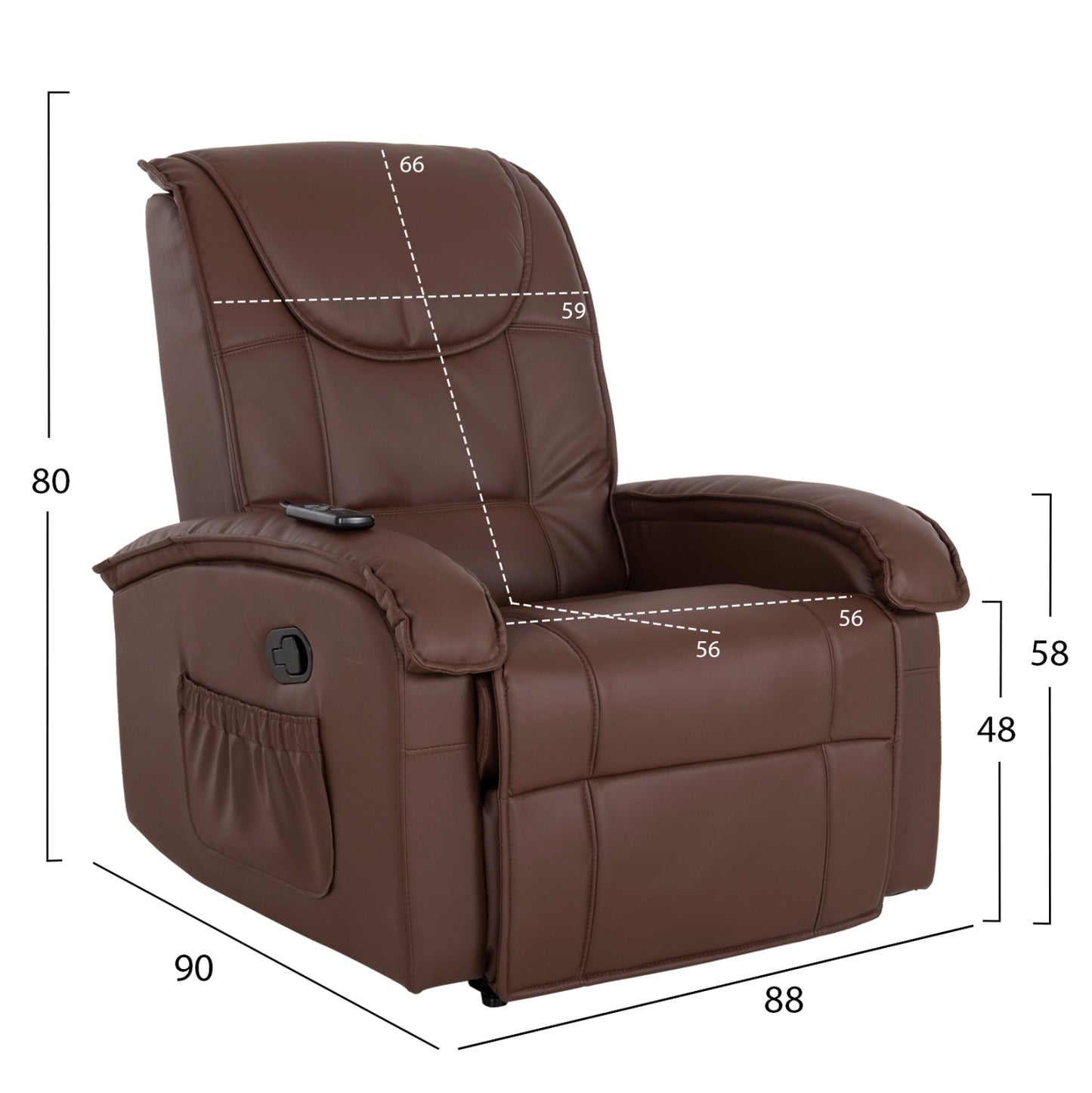 Hm0026.03 Armchair Rocca, Massage Mechanism, Pu Brown 80x96x97 Cm