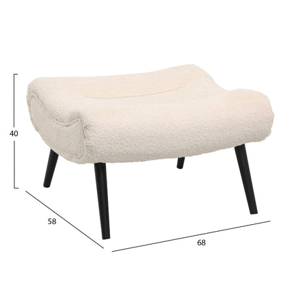 Lounge Armchair With Footrest Brym Hm10929.06 Ecru Boucle Fabric-black Legs 97x80x100hcm.