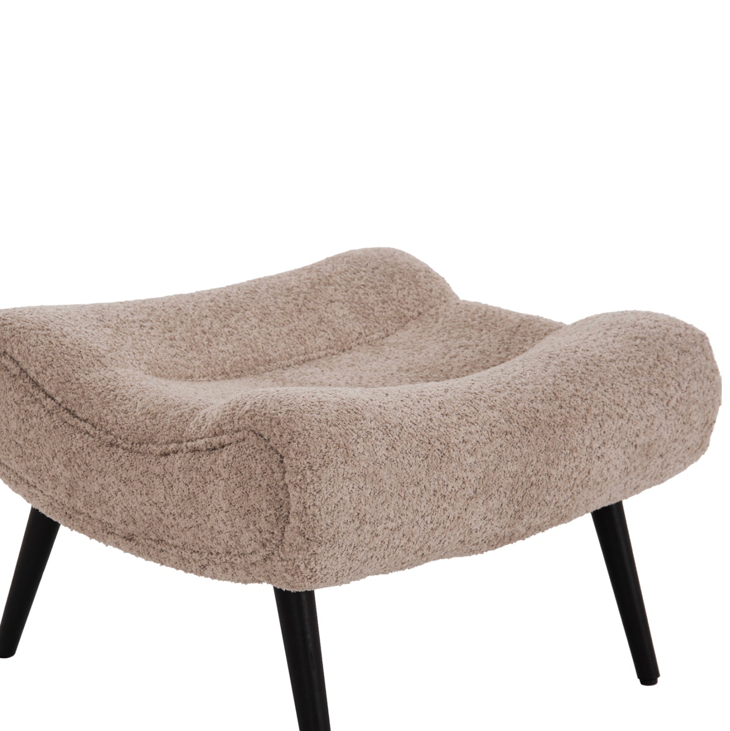 Lounge Armchair With Footrest Brym Hm10929.08 Brownish Beige Boucle-black Legs 80x95x95hcm.