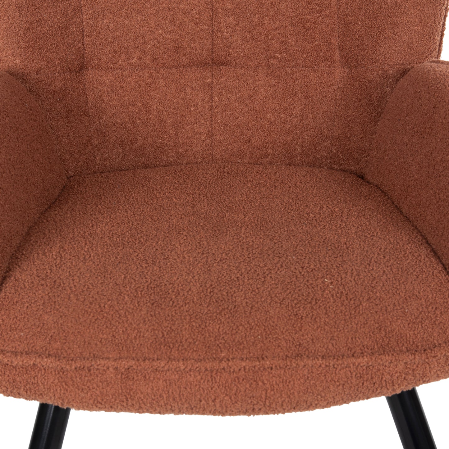 Armchair With Footstool Crawley Hm8918.22 Orange Boucle Fabric-black Metal Legs 70x74x105hcm.