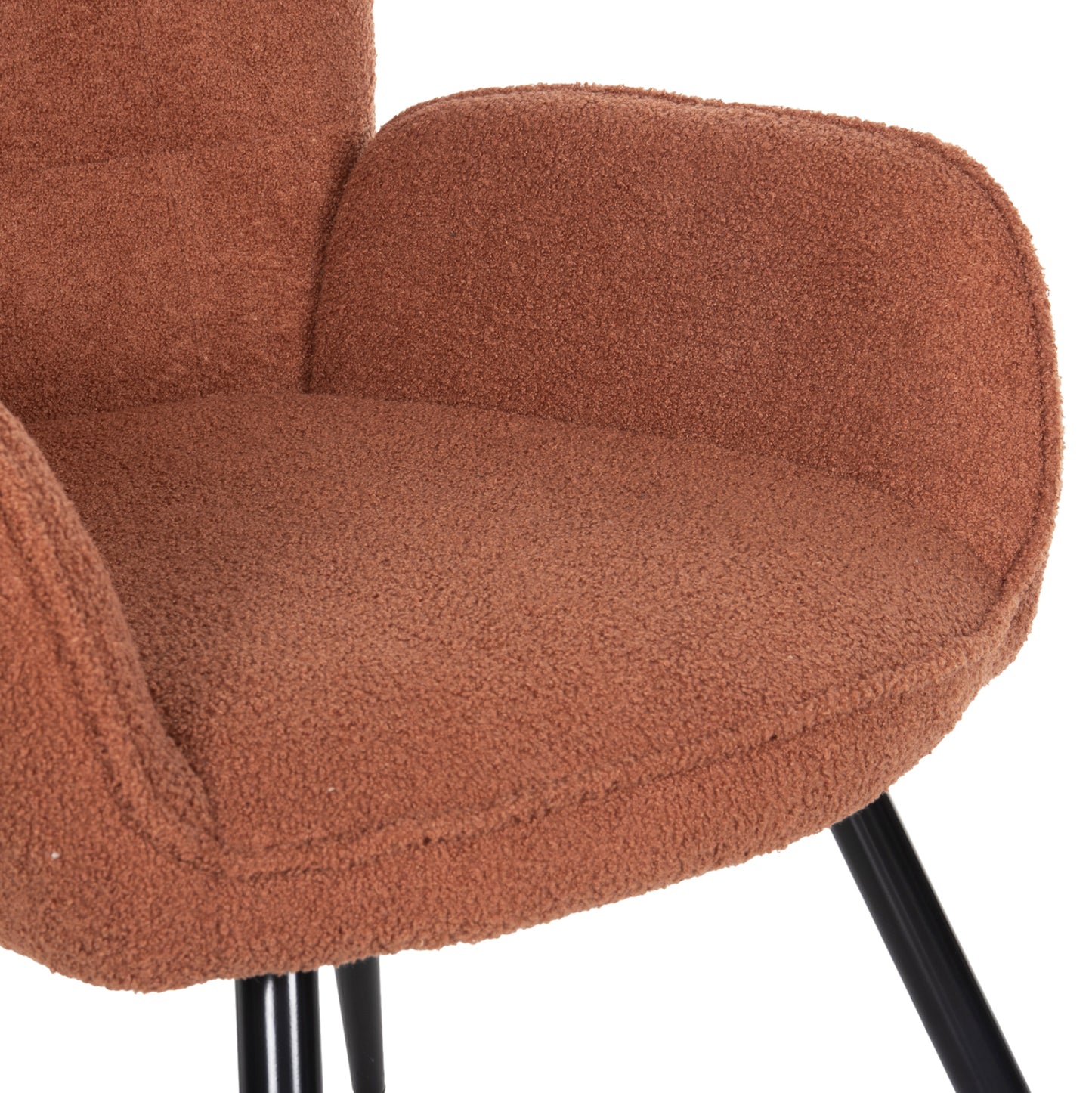 Armchair With Footstool Crawley Hm8918.22 Orange Boucle Fabric-black Metal Legs 70x74x105hcm.