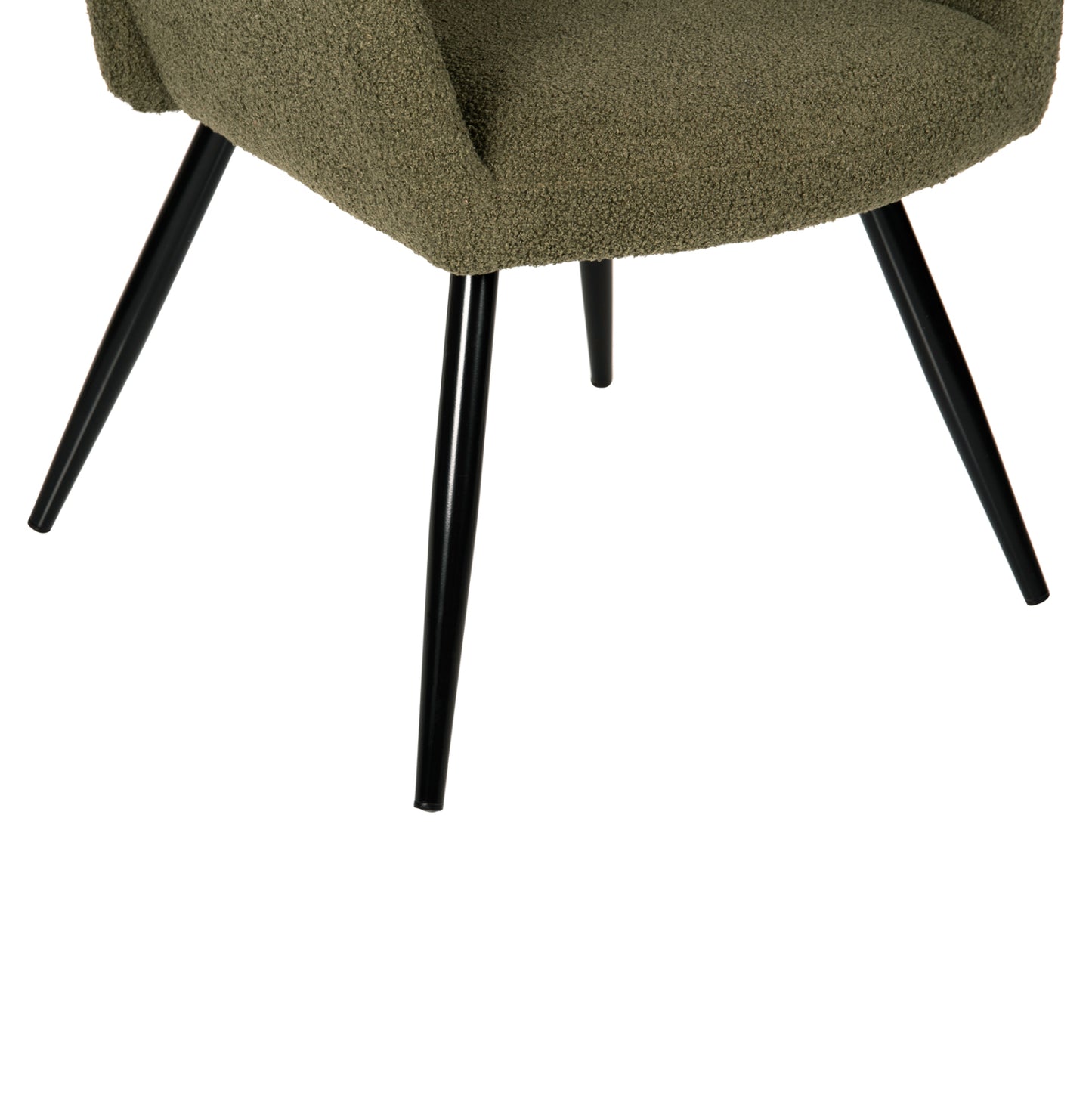 Armchair Crawley With Footstool Hm8918.23 Cypress Green Boucle Fabric-black Metal Legs 70x74x105hcm.