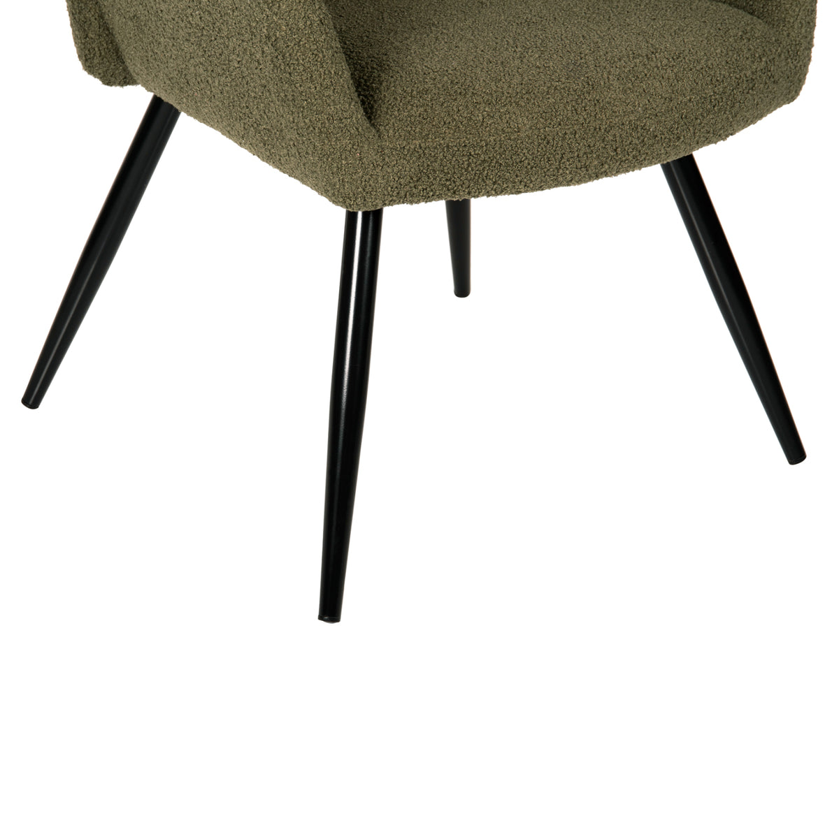 Armchair Crawley With Footstool Hm8918.23 Cypress Green Boucle Fabric-black Metal Legs 70x74x105hcm.
