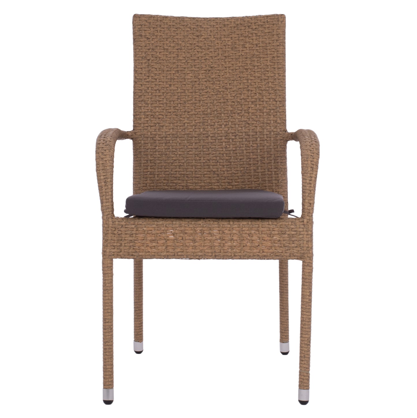 Armchair “anisha” Metal With Brown-mocha Wicker And Seat Cushion Hm5685.02   56x60x94h Cm.