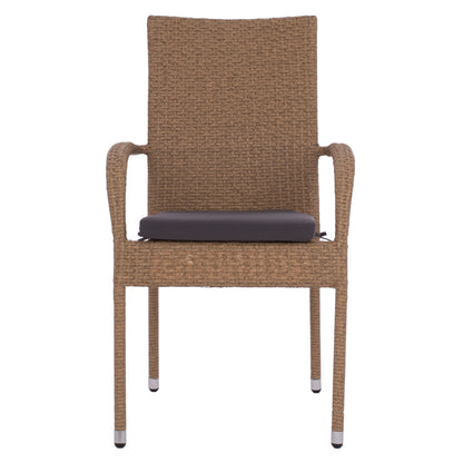 Armchair “anisha” Metal With Brown-mocha Wicker And Seat Cushion Hm5685.02   56x60x94h Cm.
