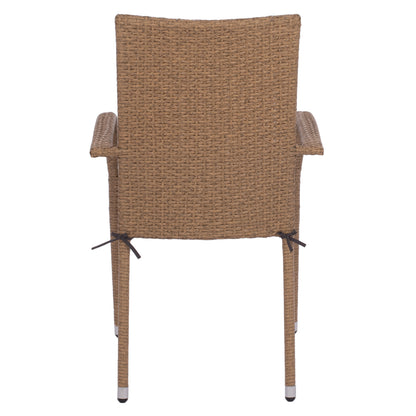 Armchair “anisha” Metal With Brown-mocha Wicker And Seat Cushion Hm5685.02   56x60x94h Cm.