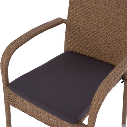 Armchair “anisha” Metal With Brown-mocha Wicker And Seat Cushion Hm5685.02   56x60x94h Cm.