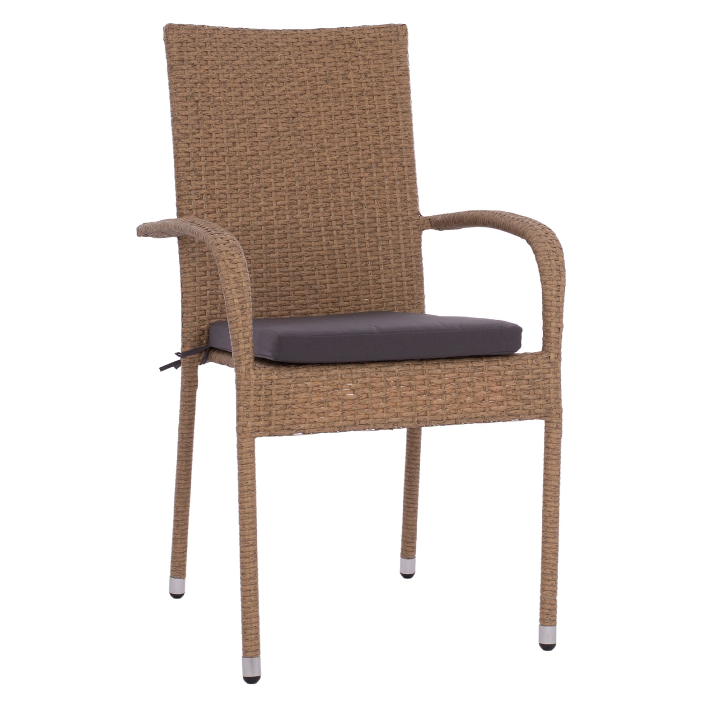 Armchair “anisha” Metal With Brown-mocha Wicker And Seat Cushion Hm5685.02   56x60x94h Cm.