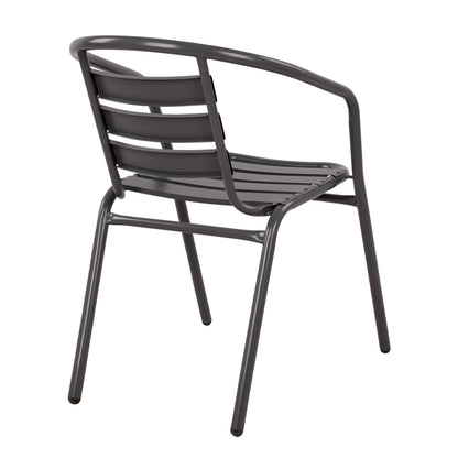 Armchair Laura Metallic Grey With Aluminum Slats Hm5037.01