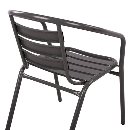 Armchair Laura Metallic Grey With Aluminum Slats Hm5037.01