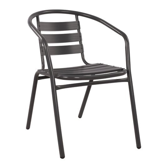 Armchair Laura Metallic Grey With Aluminum Slats Hm5037.01