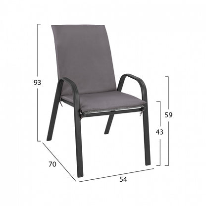 Armchair Leon Metallic Grey With Grey Cushion Hm10573.01 54x70x93h Cm.